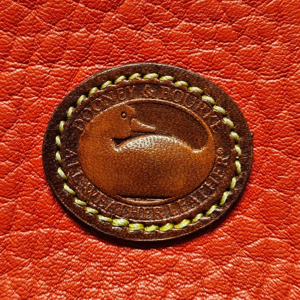 Vtg‎ Dooney & Bourke Persimmon Red Orange Pebbled AWL Leather Zip Coin Pouch